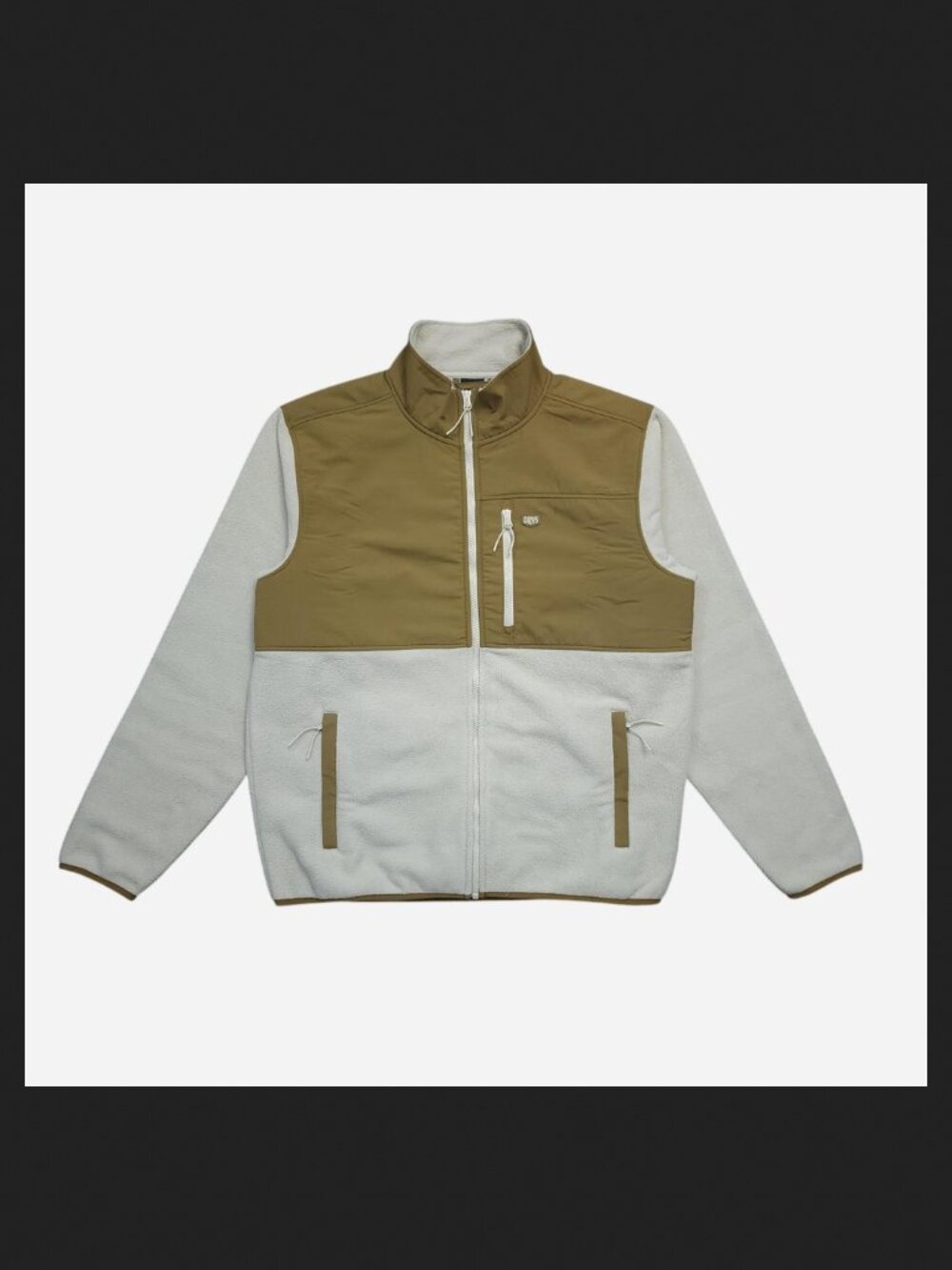 Dravus tan & cream two tone full zip fleece jacket